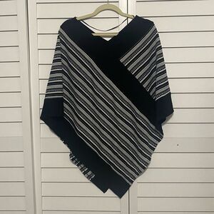 Black and White Striped Poncho